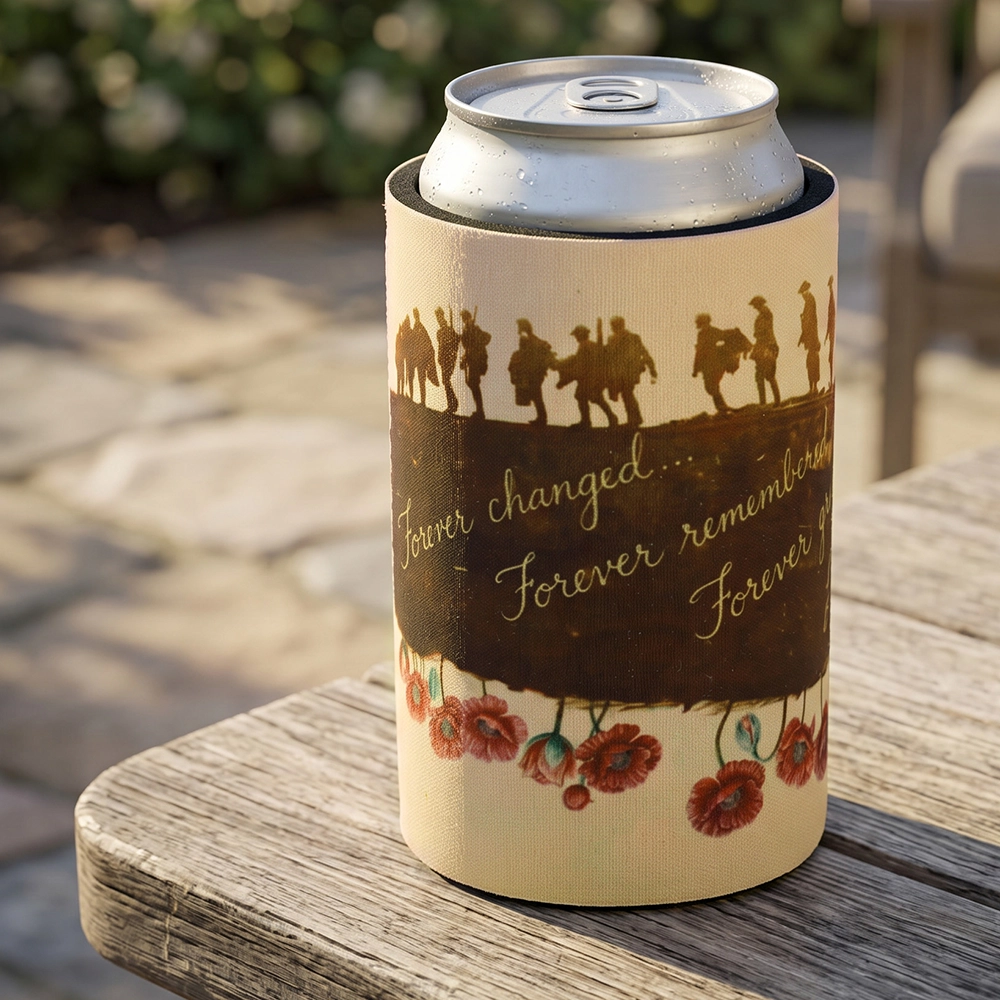 The Forever Remembrance Drink Cooler placed on a wooden table outside