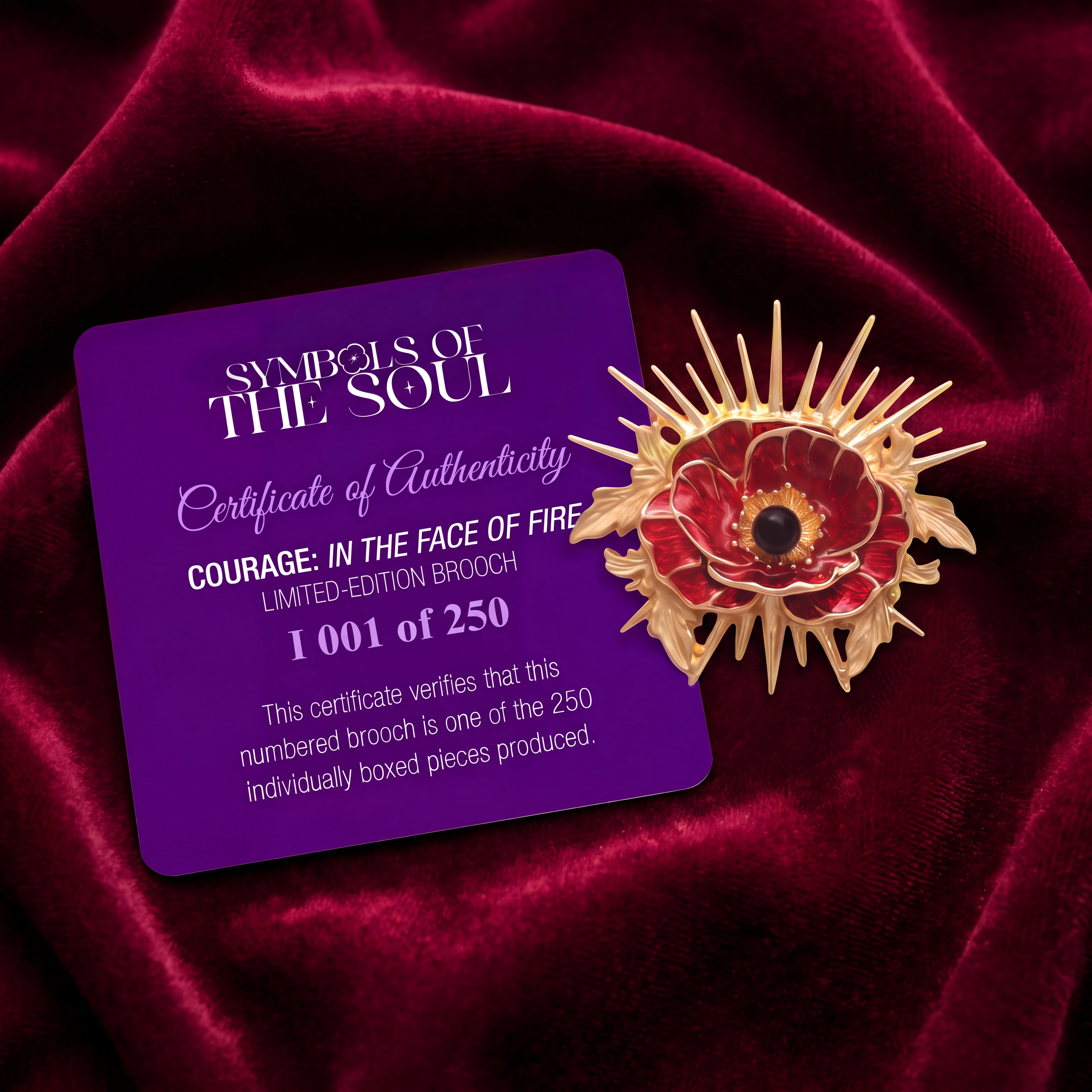 Courage brooch with certificate