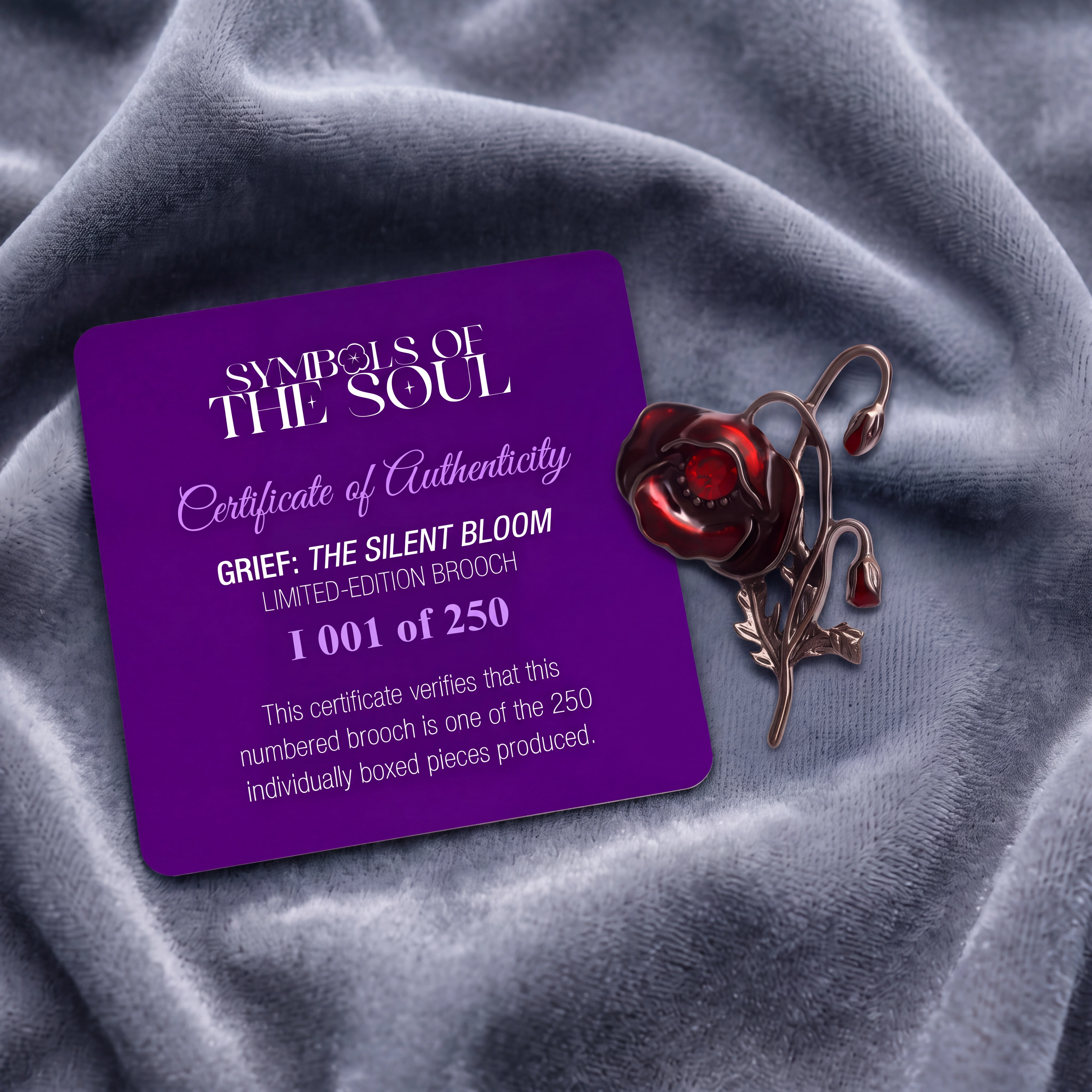 Grief brooch with certificate